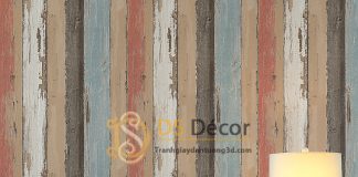 Giấy dán tường giả gỗ retro cổ điển nhiều màu 3D074 dán phòng ngủ
